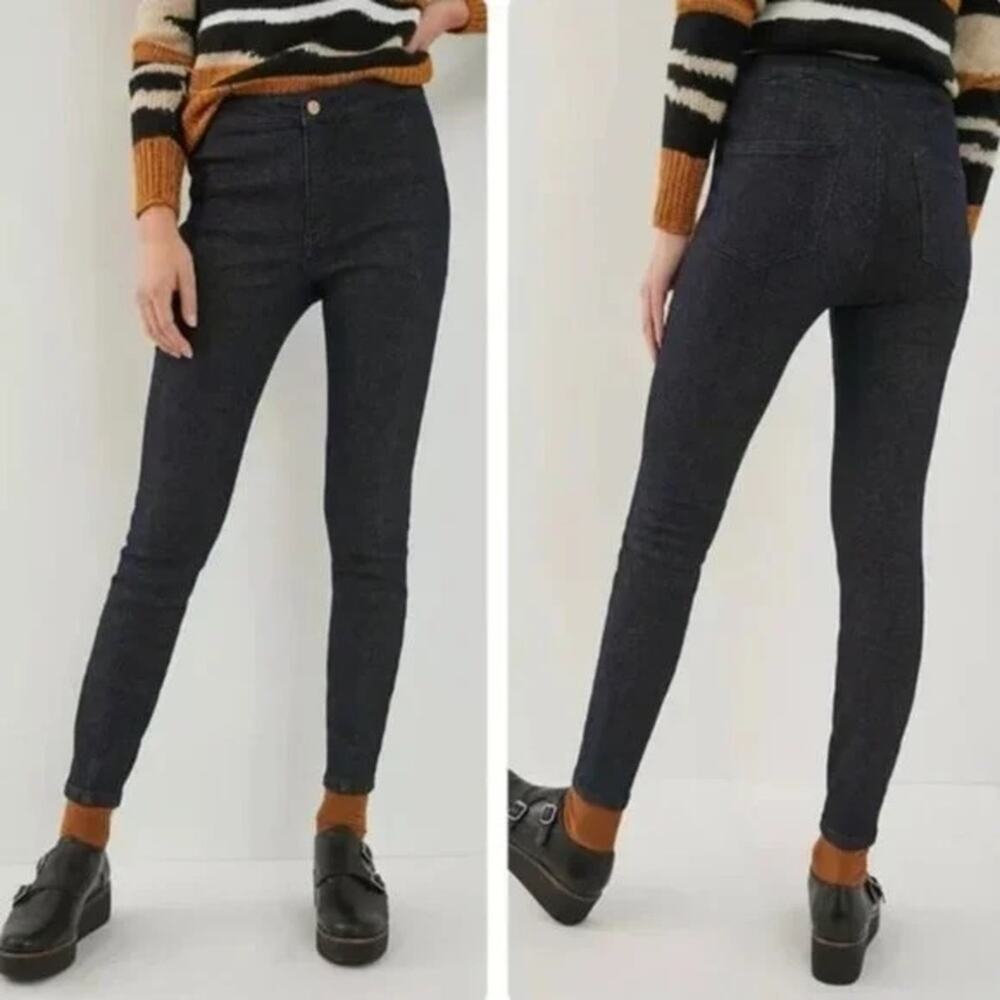 NWT Anthropologie Pilcro Letterpress Dark Denim Gold Shimmer High Rise Legging